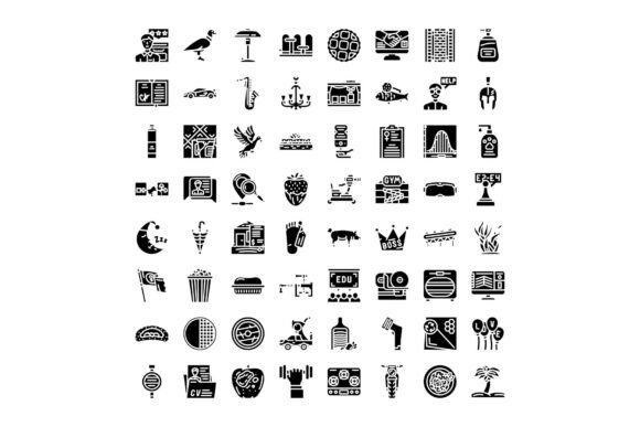 Download Extensive Black Glyph Icon Set Represent - Extensive Collection