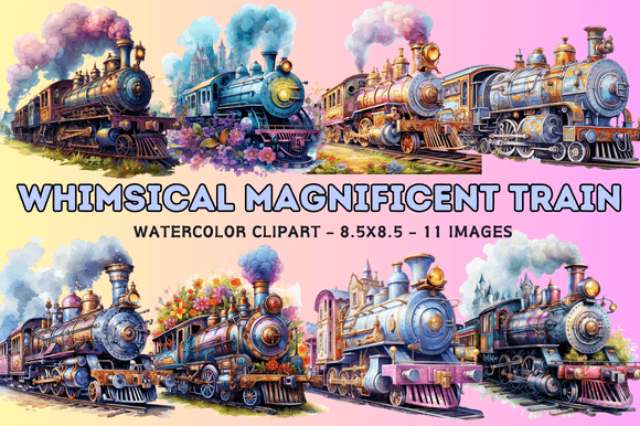 Download Whimsical Magnificent Train Watercolor C - Magnificent Collection